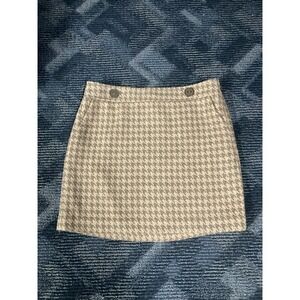 LOFT Houndstooth Wool Blend Mini Skirt Sz 6 Lined Holidays Christmas